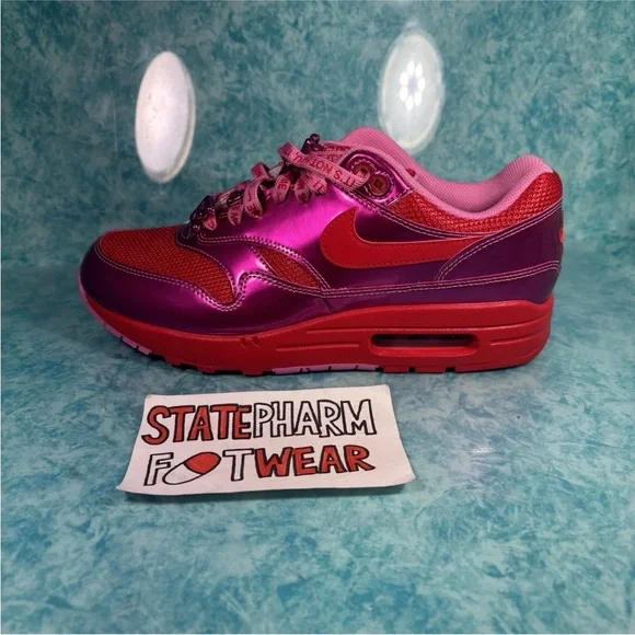 Nike Air Max 1 Men’s Patent Pink Low Top Retro Cushioned Shoes Sneakers Size 10 - Picture 2 of 5